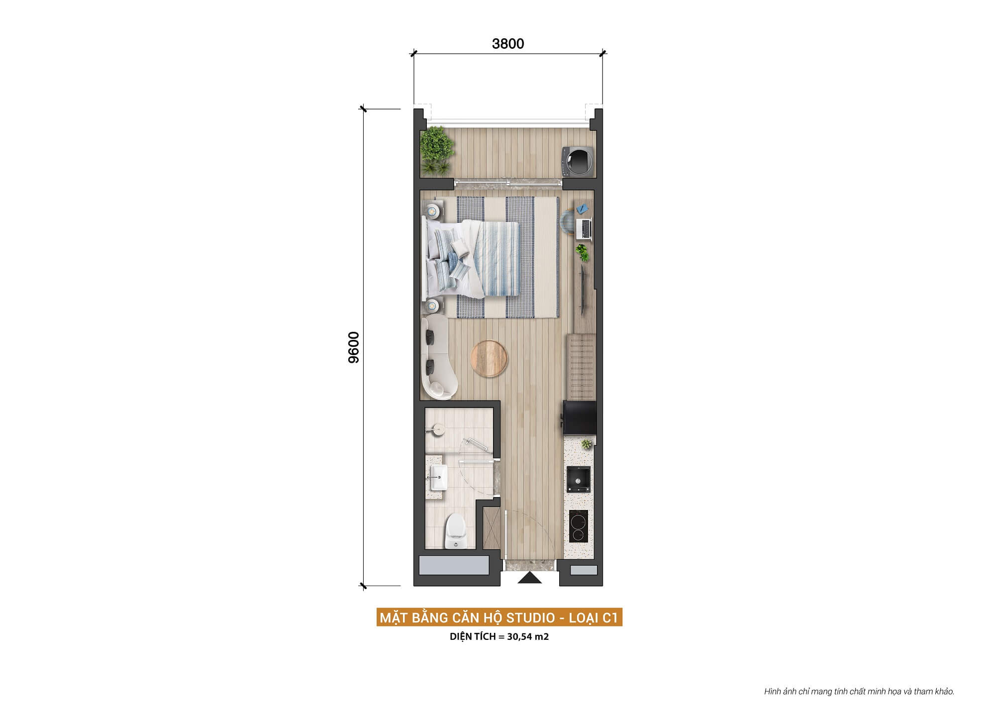 Mặt bằng 4 layout căn hộ studio