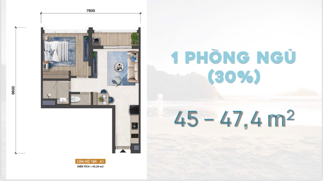 căn hộ 1 phòng ngru